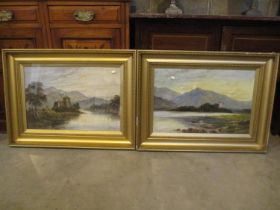 R. Marshall, Pair of Oil Paintings, Lochs and Castles, 39x59cm