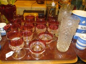 Set of 11 Wine Goblets, 2 Candlesticks and 2 Vases