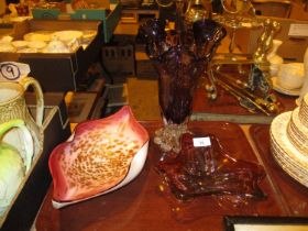 Venetian Glass Vase and 2 Dishes