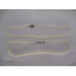Two Pearl Necklaces, one with a 9ct Gold Clasp