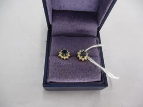 Pair of 18ct Gold Sapphire and Diamond Ear Studs