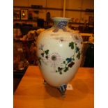 Japanese Pottery Vase on 3 Feet, 31cm