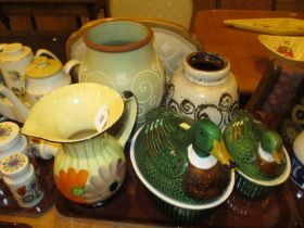 Denby Vase, German Vase, Painted Jug and 2 Duck Tureens