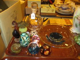 Orrefors Crystal Decanter, Various Paperweights etc