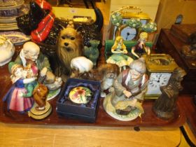 Royal Dux Figure Group of 2 Children, Old Tupton Ware Trinket Box, Carriage Clock etc