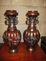 Pair of Early 20th Century Japanese Bronze Vases, 45cm
