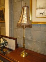 Tall Brass Pillar Table Lamp