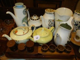 Six Mid 20th Century Tea Pots and Coffee Pots, Jug, Condiments and Egg Cups