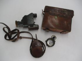 1917 Leather Cased Compass (glass broken) and a Leather Cased Sight Z.F.12 No. 18011 Emil Busch A-