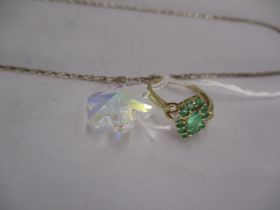 Emerald and Diamond Ring on Yellow Metal, 2.3g, Size P, along with a Necklace and Pendant