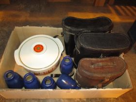 Three Pairs of Binoculars, Tureen and Pots