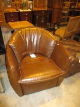 Iolino Brown Leather Tub Chair