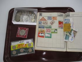 Stamp Album and Various Coins