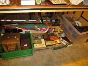 Boxes of Collectables, Shaving Items, Cutlery, Umbrellas etc