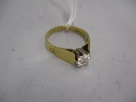 18ct Gold Single Diamond Ring, 4g, Size O