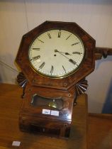 Victorian Mahogany and Brass Inlaid Drop Dial Wall Clock