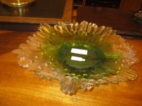 Tapio Wirkkala Green and Clear Glass Splash Dish, 43cm max.