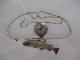 Silver Salmon Pendant with Chain and a Silver Clan Brooch