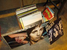 Basket of LPs including Ultravox, The Police and Bruce Springsteen etc