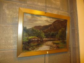 William Scott Myles, Scottish 1850-1911, Oil on Canvas, Highland River Landscape, 35x52cm