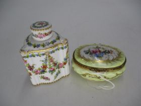Continental Porcelain Tea Caddy and a French Trinket Box