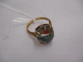 9ct Gold Agate Ring, 3.7g, Size L