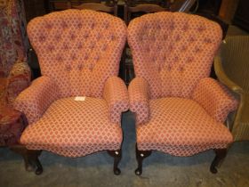 Pair of Victorian Style Deep Buttoned Chairs