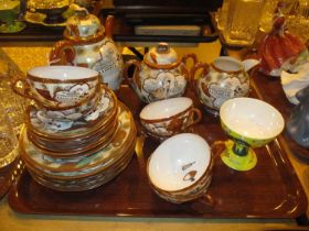 Japanese Eggshell Porcelain Tea Set and a Small Dish