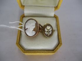 14K and 9ct Gold Cameo Rings, 6g, Size K & Q