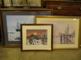 D. Edward, Print of City Centre Dundee, along with 2 Decorative Prints