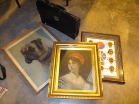 A. Bryson, Pastel Drawing of a Dog, Portrait Oil Painting, Japanese Mask Picture and a Briefcase