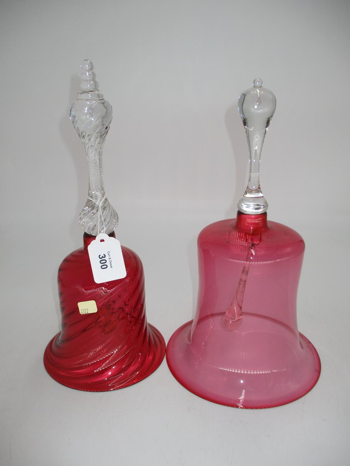 Two Ruby Glass Bells