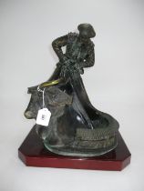 Bronzed Bullfighting Group Titled Carde De Toros, 32cm high