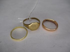 Two 9ct Gold Rings, 5.3g, and an 18ct Gold Ring, 1.1g