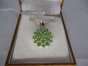 Peridot Large Cluster Pendant and Chain