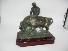 Bronzed Group of a Matador and Bull, Indistinctly Signed, Dated 1993, 25cm high