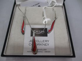 Ortak Silver and Enamel Necklace and Earring Set