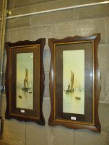 Pair of Oak Framed Prints of Fishing Boats