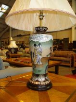 Chinese Figure Table Lamp with Shade