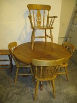 Pine Kitchen Table with 4 Chairs, table 120cm