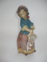 Lladro Terracotta Figure of a Girl, 29cm