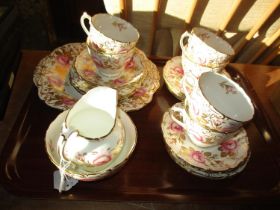 Coalport Floral and Gilt 21 Piece Tea Set