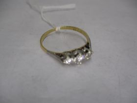 18ct Gold 3 Stone Diamond Ring, 1.6g, Size O