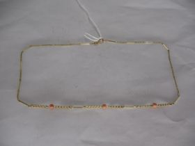 9ct Gold and Coral Necklace, 3g