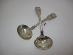 Two Silver Sauce Ladles, London 1810 and 1839, 142g