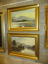 R. Marshall, Pair of Oil Paintings, Lochs & Castles, each 35x59cm