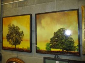 Jack Frame, Pair of Oil Paintings of Trees, each 60x60cm
