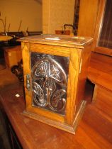 Art Nouveau Copper Panel Smokers Cabinet