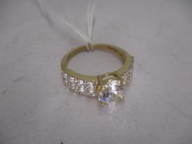 14ct Gold White Stone Ring, 4.3g, Size R