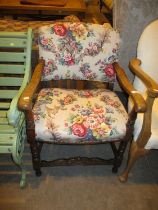 1920's Oak Occasional Arm Chair